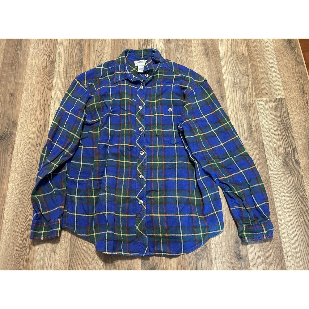 Cabin Creek Shirt, Men's Size Large, Blue Yellow Red, Plaid, Button Up